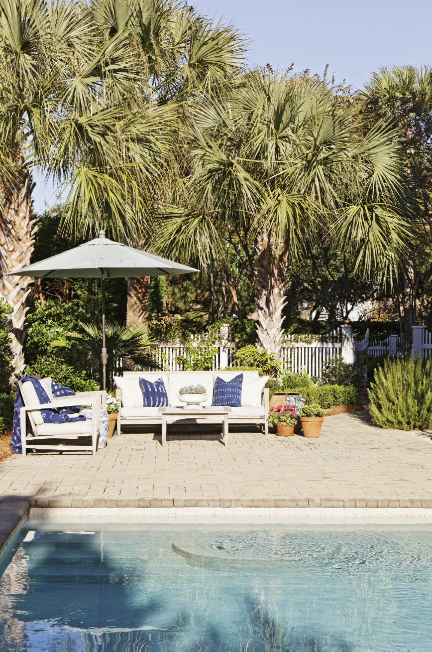 The pool area projects a Palm Springs vibe.