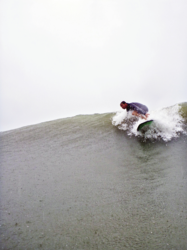 Chris Brown prepares for an offshore drop.