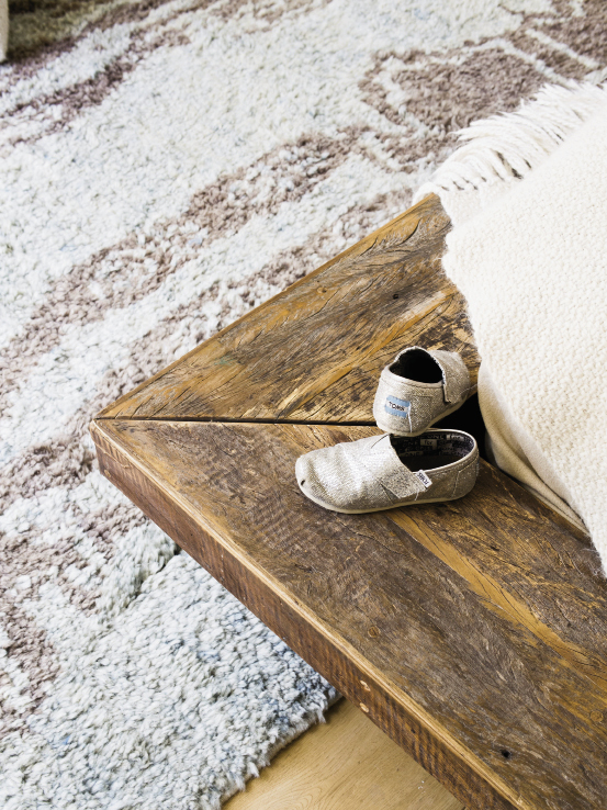 the shag rug is from Zinn Rug Gallery in Mount Pleasant.
