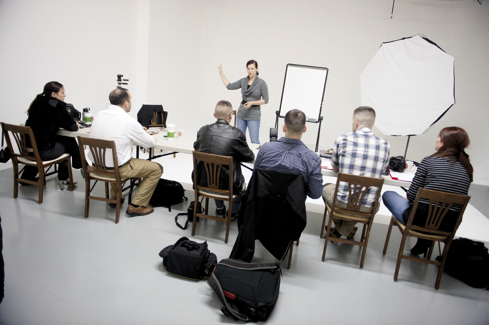 Teaching a studio lighting class to a group of Marine Corps photographers from Beaufort, South Carolina