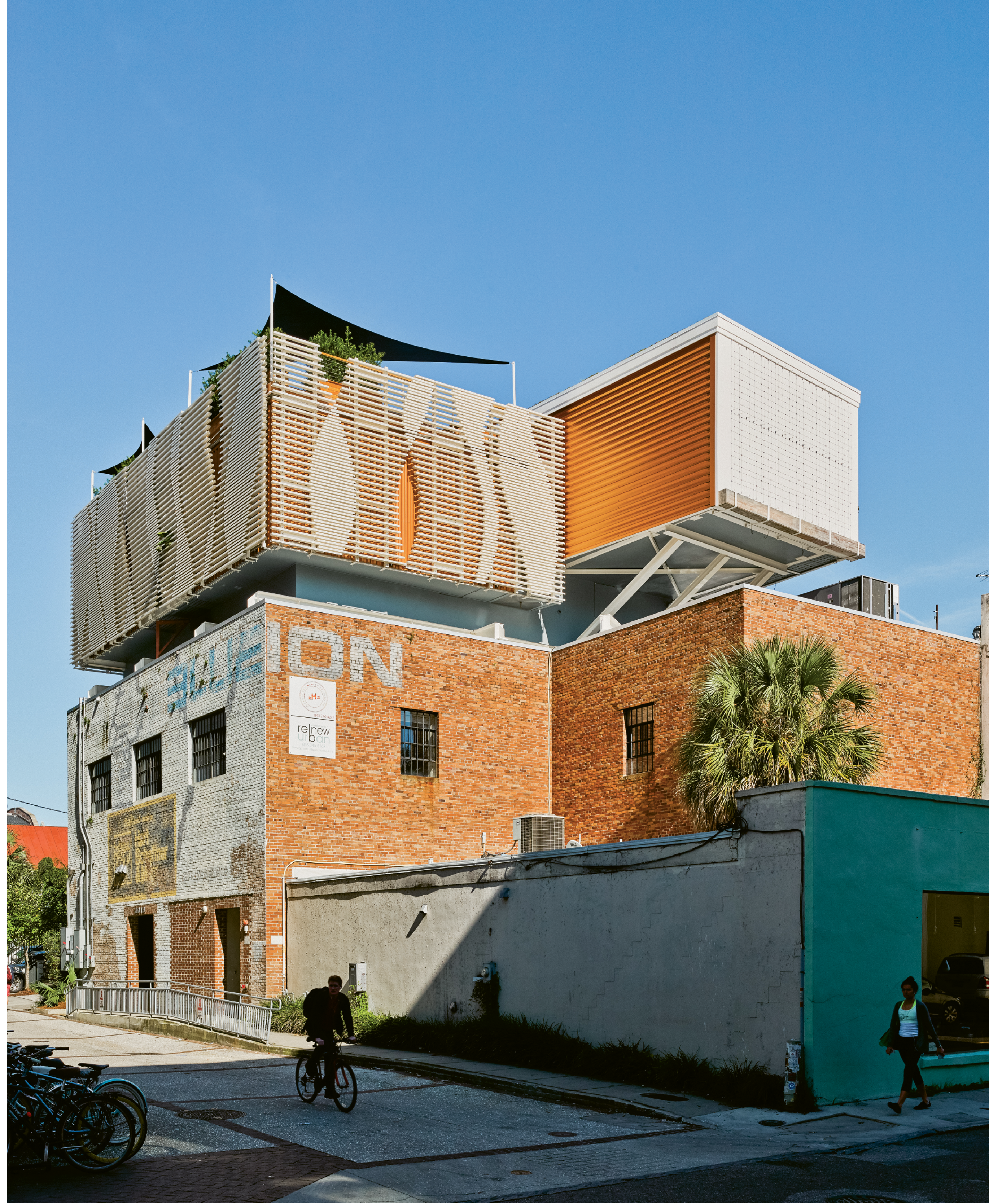 The residence can be seen best from Liberty Street, where this photo was taken. From this vantage point, its striking angular lines add a rare modern layer to the city’s architecture.