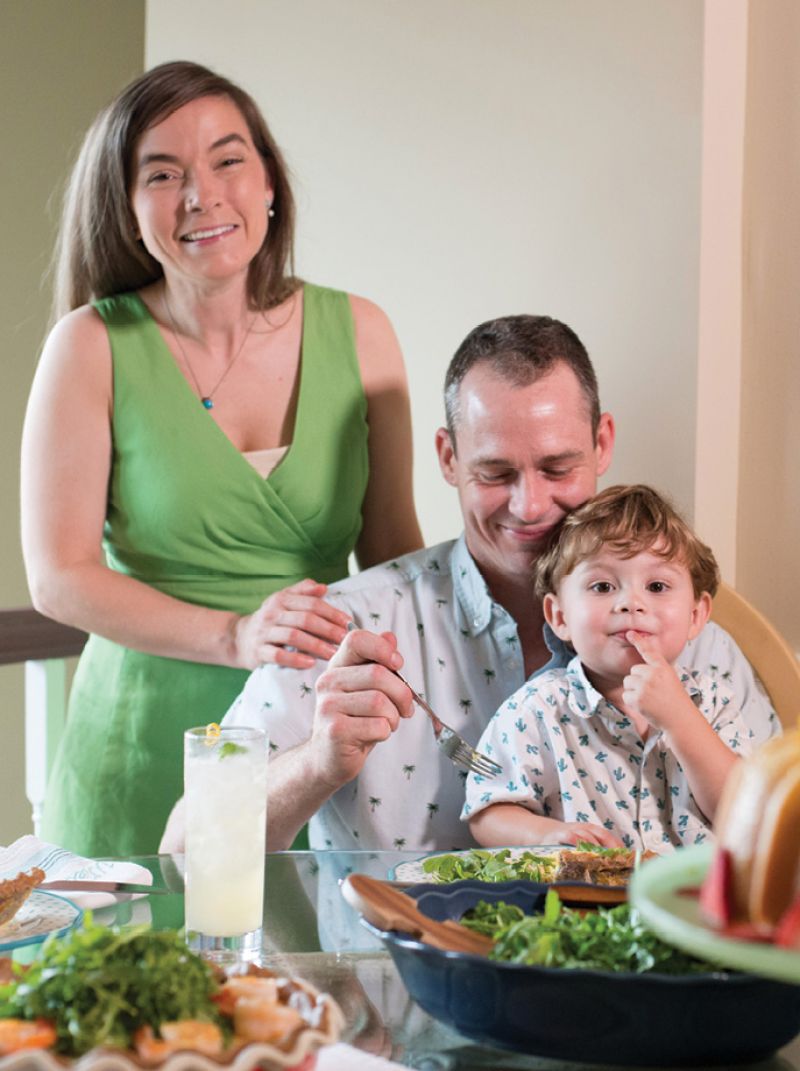 After a busy week, pastry chef Andrea Upchurch (left) joins husband Nate and son Dewey.