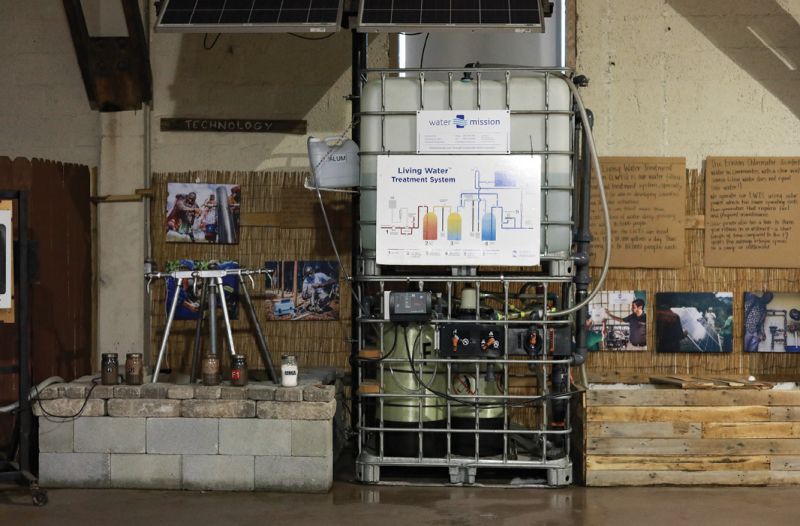 Some of the systems use reverse osmosis to remove any salt and sediment from the water and then add chlorine to eliminate bacteria, producing up to 10,000 gallons of safe drinking water a day.