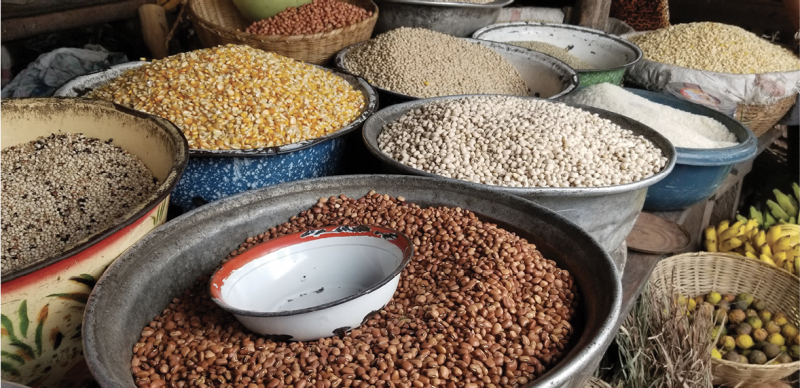 A selection of dried peas in Benin, where Dennis traveled with culinary historian Michael Twitty to trace links to the Lowcountry