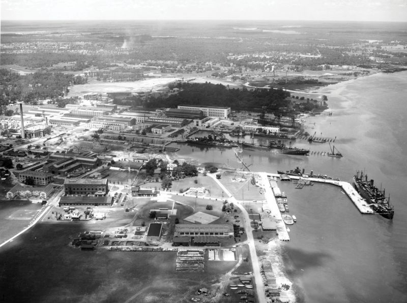 Ships prepare for war at the Charleston Naval Shipyard in this photo dated July 24, 1941.
