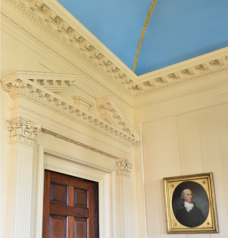 The hand-carved wood moldings of the Miles Brewton House, completed in 1769, represent a pinnacle of Charleston craftsmanship. Several carvers, most trained in England, executed the designs which, though composed of elements published in 18th-century style guides, were creatively interpreted and combined.