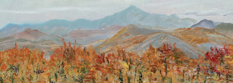 Blue Ridge, oil on panel, 4 x 12 inches, 2016; image courtesy of Mary Edna Fraser