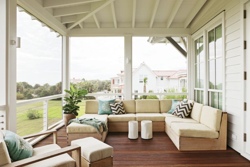 Furniture maker Brian Hall also made the teak porch sectional.