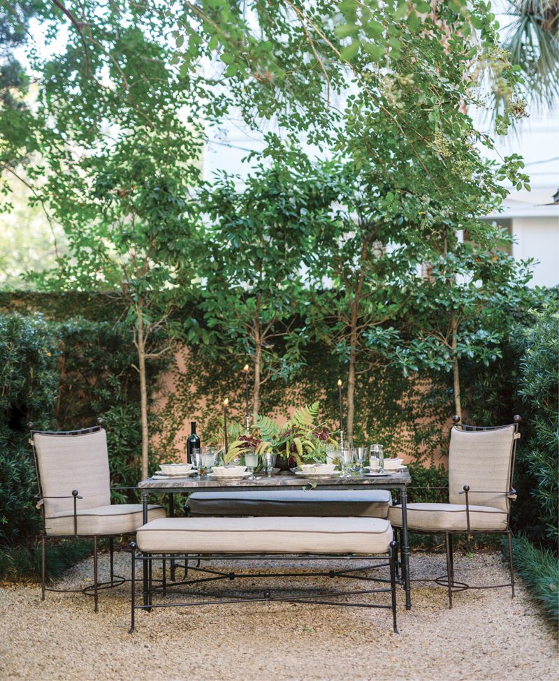 Blake’s charming walled garden beckons guests to linger.