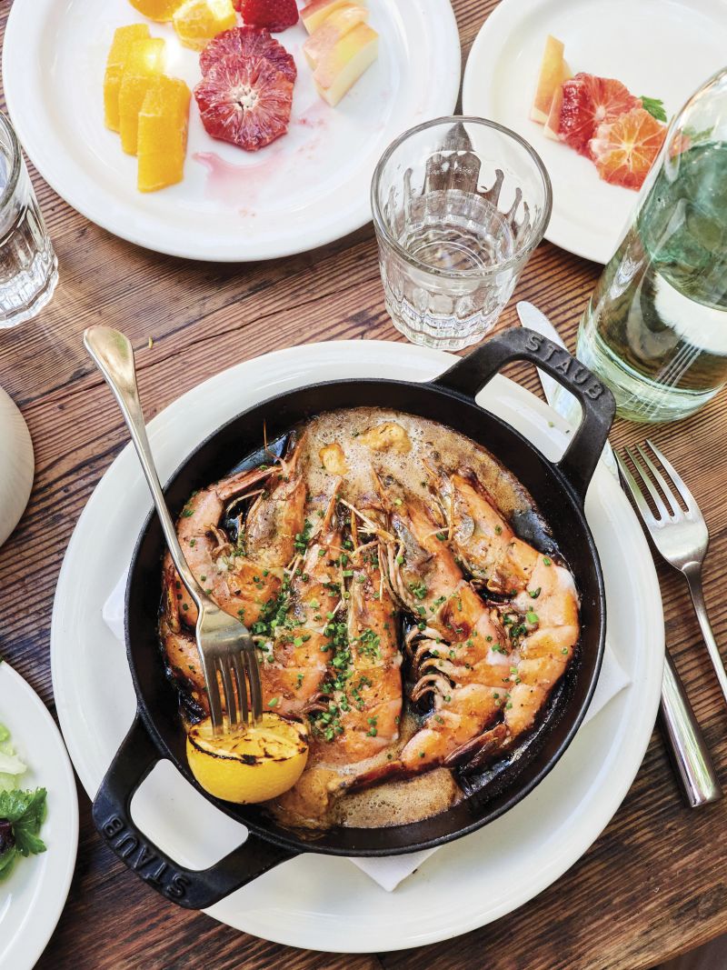 Roasted prawns for brunch at Gjelina.