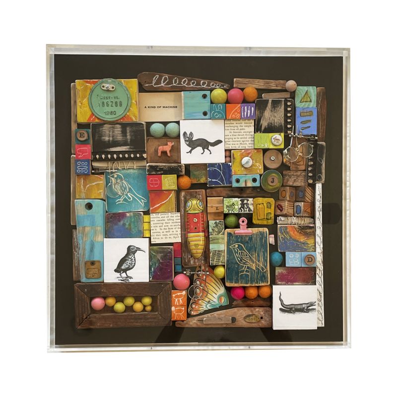 Game Theory #4 (assemblage, 20 by 20 inches, 2021)