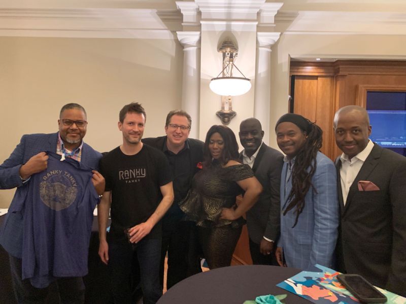 With composer Trevor Weston and members of Ranky Tanky for their CSO pops concert on March 12, 2020.