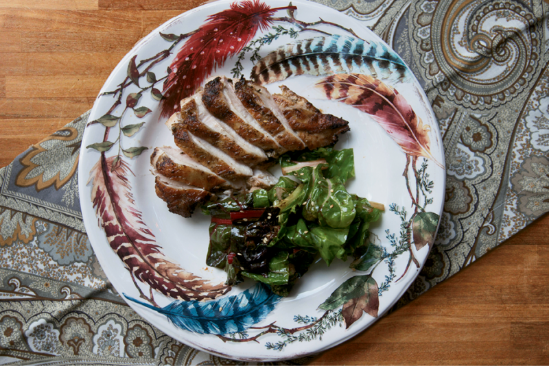 Lemony chicken with chard makes for a flavorful main