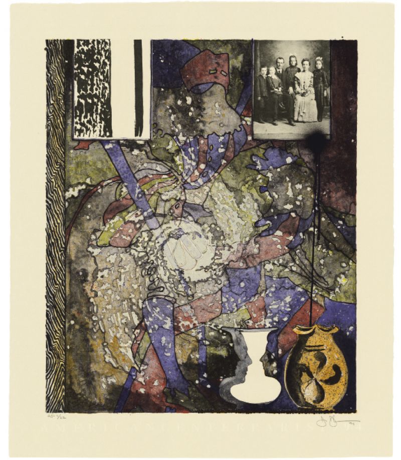 Untitled (American Center) by Jasper Johns, 1994, lithograph in eight colors, 36 1/4 x 30 1/2 inches, Edition 75, published by Universal Limited Art Editions