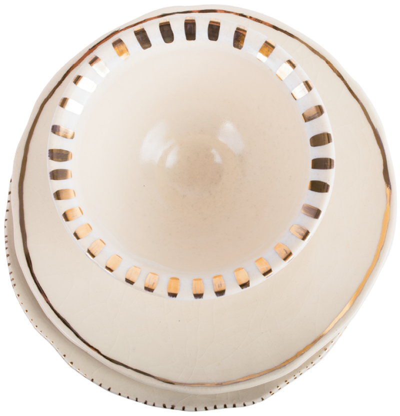 Jennings took cues from dishware she created for Cannon Green when making these porcelain and stoneware pieces.
