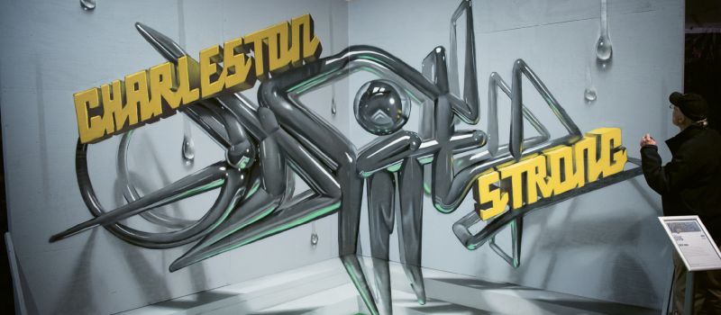 A guest admires Odeith’s finished work.
