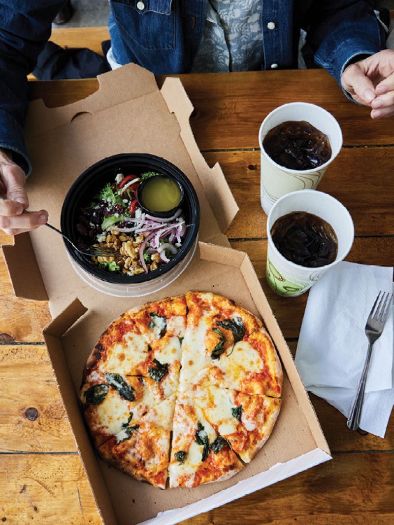 Pizza and salad at Mountain Fresh Grocery.