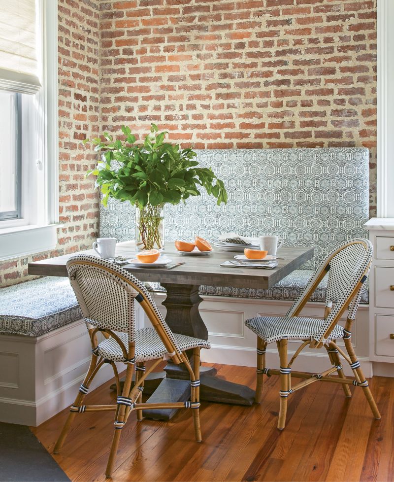 Pattern Play: Armed with a navy and neutral color palette and intriguing fabrics and tiles, interior designer Kristin Peake transformed a drab 19th-century dependency into a light-filled stunner.