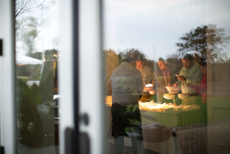 The spread of tasty hors d&#039;oeuvres included mini baked macaronis and flank steak tacos.