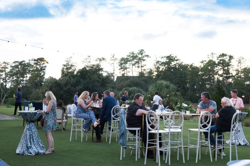 Guests snack on small plates and take in the scenery.