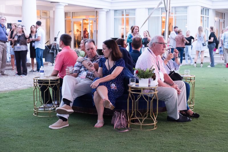 Guests wait for the concert to get started.