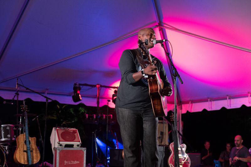 Singer Javier Colombe wows guests with his rendition of America the Beautiful.