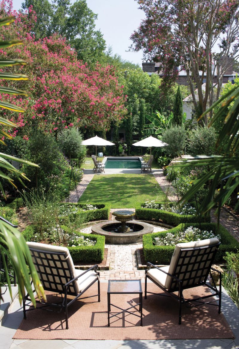 High Impact: “The Massamillos’ house is elevated above the garden—not so high that it’s intimidating, but just enough that one gets a lovely, long perspective to the back garden from many rooms in the house,” says Wertimer. A bluestone patio steps down into a French parterre, where Susan plays with a changing array of white annuals. Last year, she combined impatiens and artemisia, then trained sweet peas to climb up tuteurs, with gaura popping up here and there.