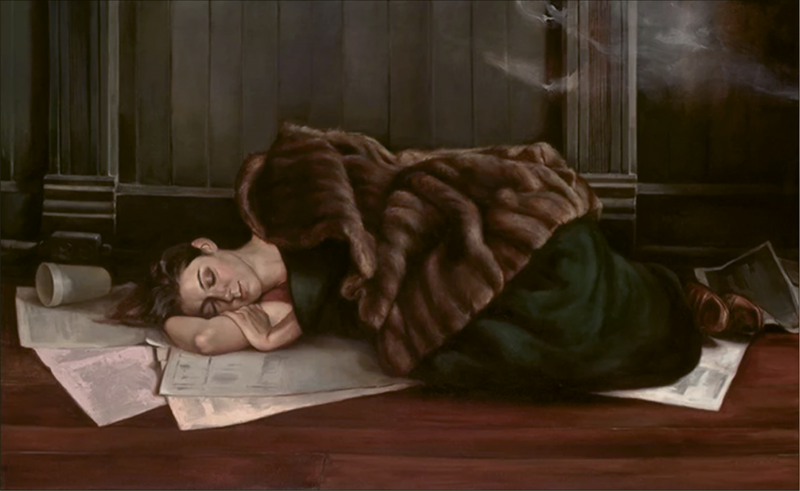 When painting oils, Hooper works “from life,” as “it’s a much richer experience,” she says. “By being present, an essence naturally reveals itself in the drawing or painting.” (Above) Phoenix by Jill Hooper (oil on linen; 36 x 59 inches, 2010)
