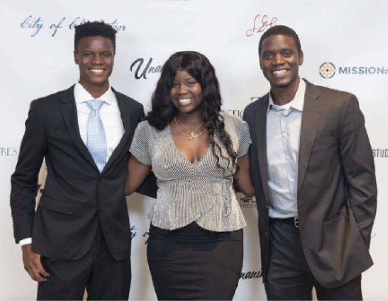 With his siblings, Caleb and Camryn, who live with their big brother and his family.