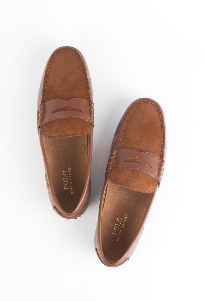 Polo Ralph Lauren, &quot;Wes&quot; Calfskin Suede driver in &quot;deep saddle tan/new snuff&quot;, $100 at Belk