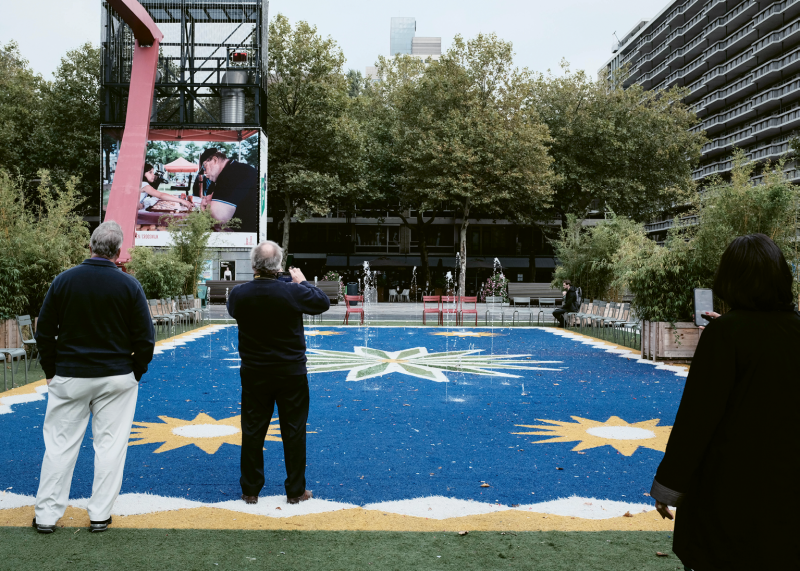 Playgrounds and urban common areas incorporate pervious surfaces and basins that fill with water during storm events and convert back to play areas when dry.