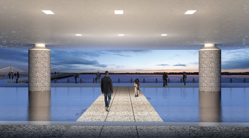 The space features the African Ancestors Memorial Garden with a tabby walkway and fountain that can be set to the tides, all located on the edge of the original Gadsden’s Wharf, where many enslaved Africans first set foot in America.